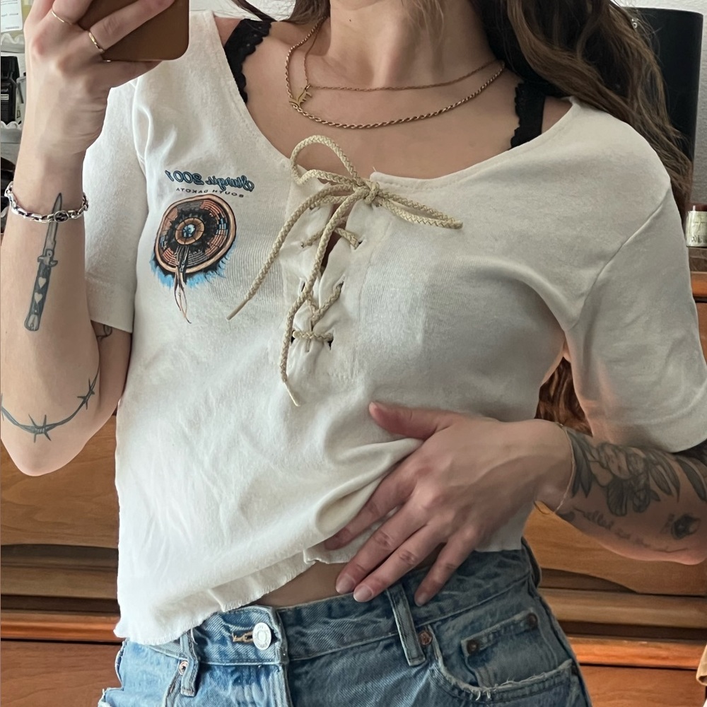 Vintage Sturgis 2001 South Dakota Lace Up Tshirt
